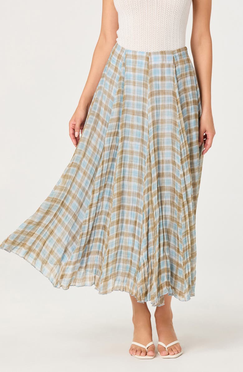 ASTR the Label Fiori Plaid Skirt, Alternate, color, Blue Brown Plaid