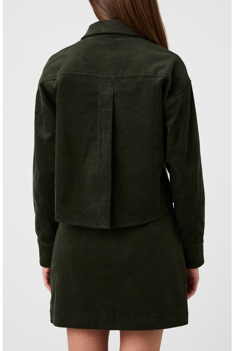 Corduroy Cropped Button Shirt, Alternate, color, FOREST GREEN