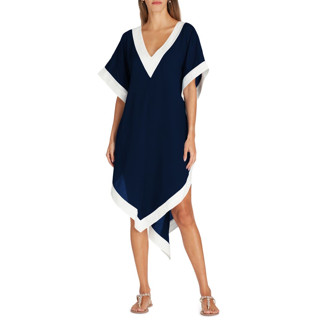 VALIMARE Aria High-Low Crepe de Chine Cover-up Dress in Navy Blue  product