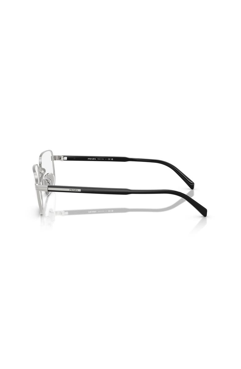 Prada 55mm Rectangle optical glasses, Alternate, color, Silver