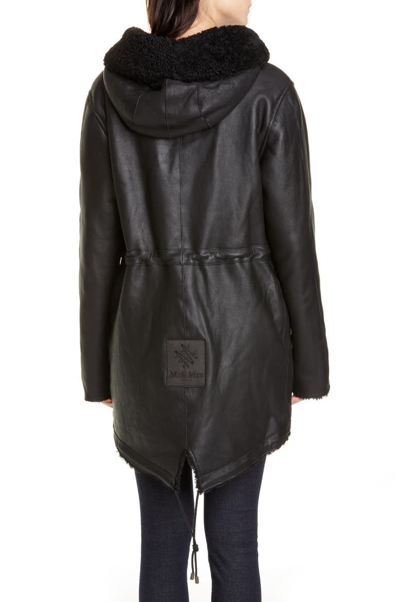Reversible Genuine Shearling Parka (Nordstrom Exclusive), Alternate, color, BLACK