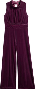 Ava & Yelly Kids' Mock Neck Velour Jumpsuit