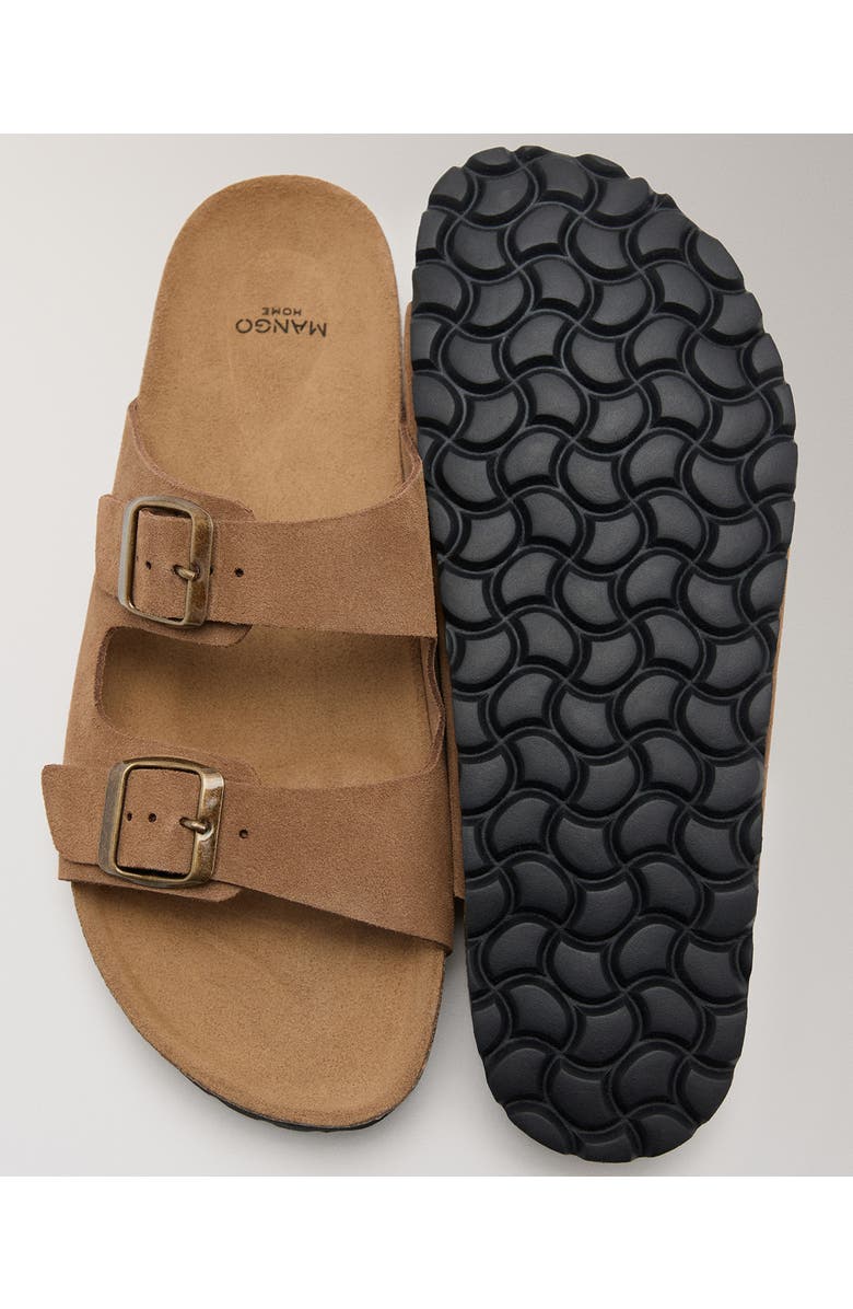 MANGO Double Buckle Slide Sandal, Alternate, color, Brown