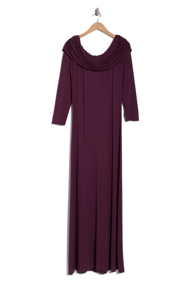 Off the Shoulder Long Sleeve Maxi Dress, Alternate, color, PRUNE