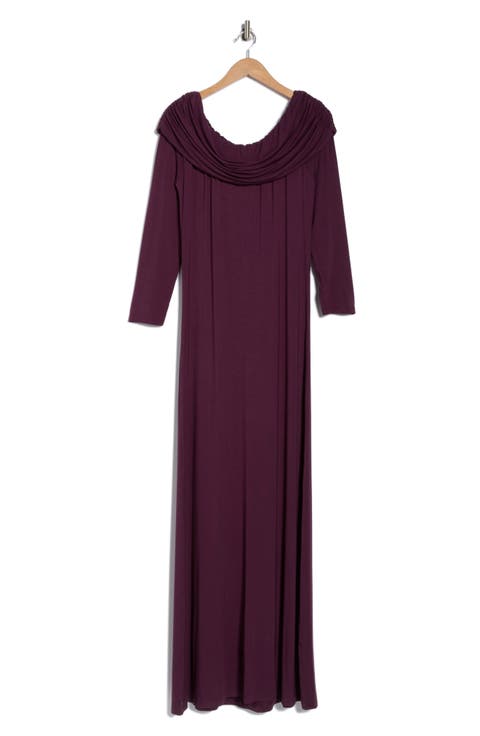 Off the Shoulder Long Sleeve Maxi Dress (Plus)