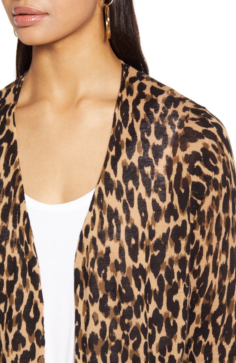 Halogen<sup>®</sup> Leopard Print Linen Blend Cardigan, Alternate, color,