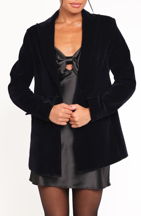 Clive One-Button Velvet Blazer