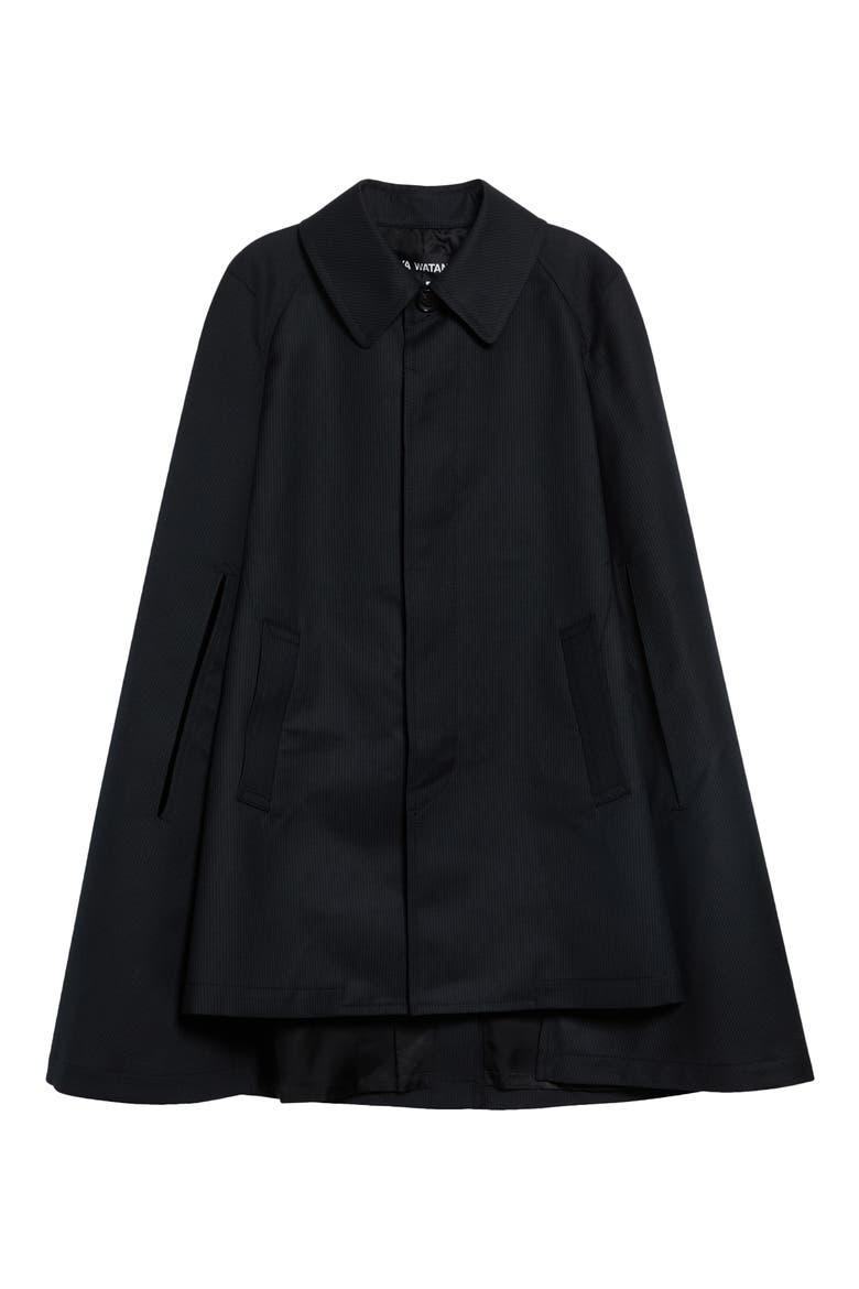 Striped Wool Cape, Main, color, BLACK/ WHITE