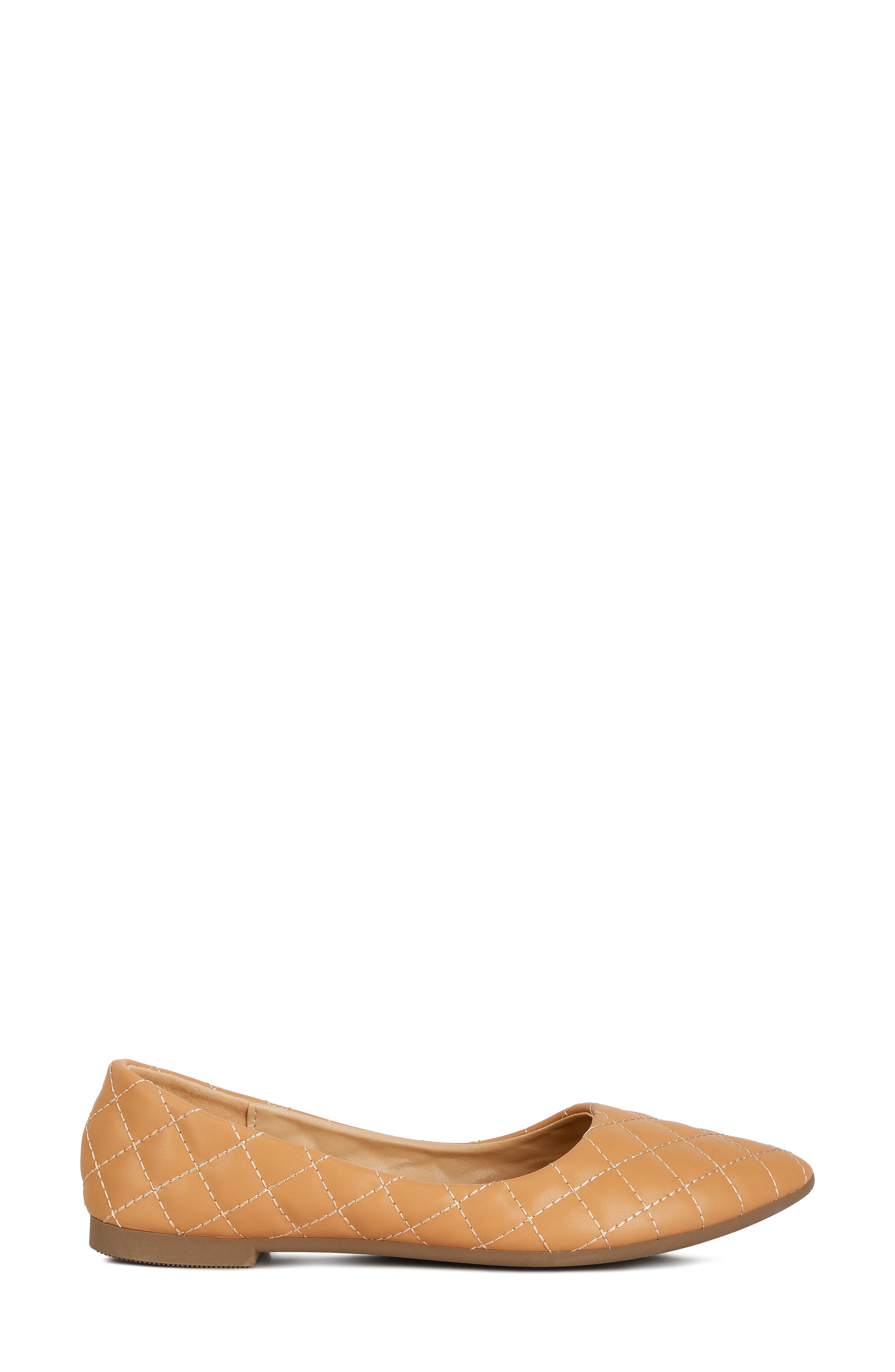 Rikhani Quilted Pointed Toe Ballet Flat, Alternate, color, BEIGE