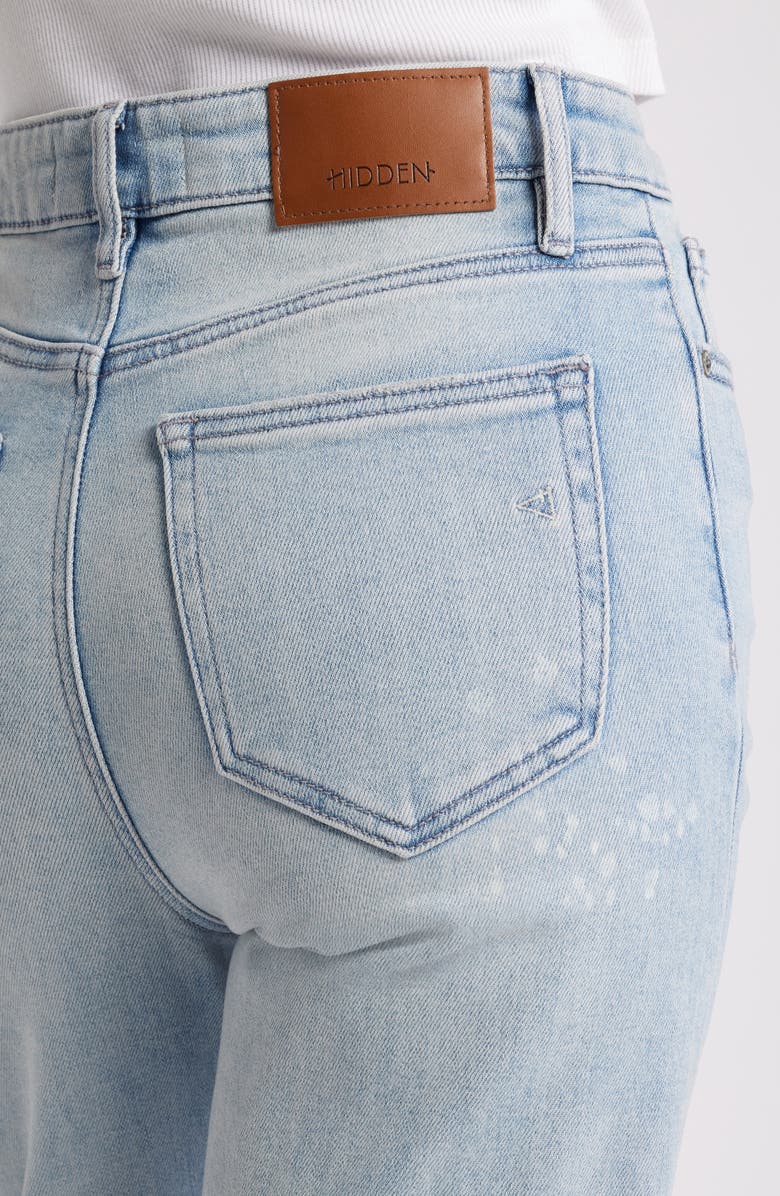 HIDDEN JEANS Bleach Splatter Ripped High Waist Straight Leg Jeans, Alternate, color, Light Wash