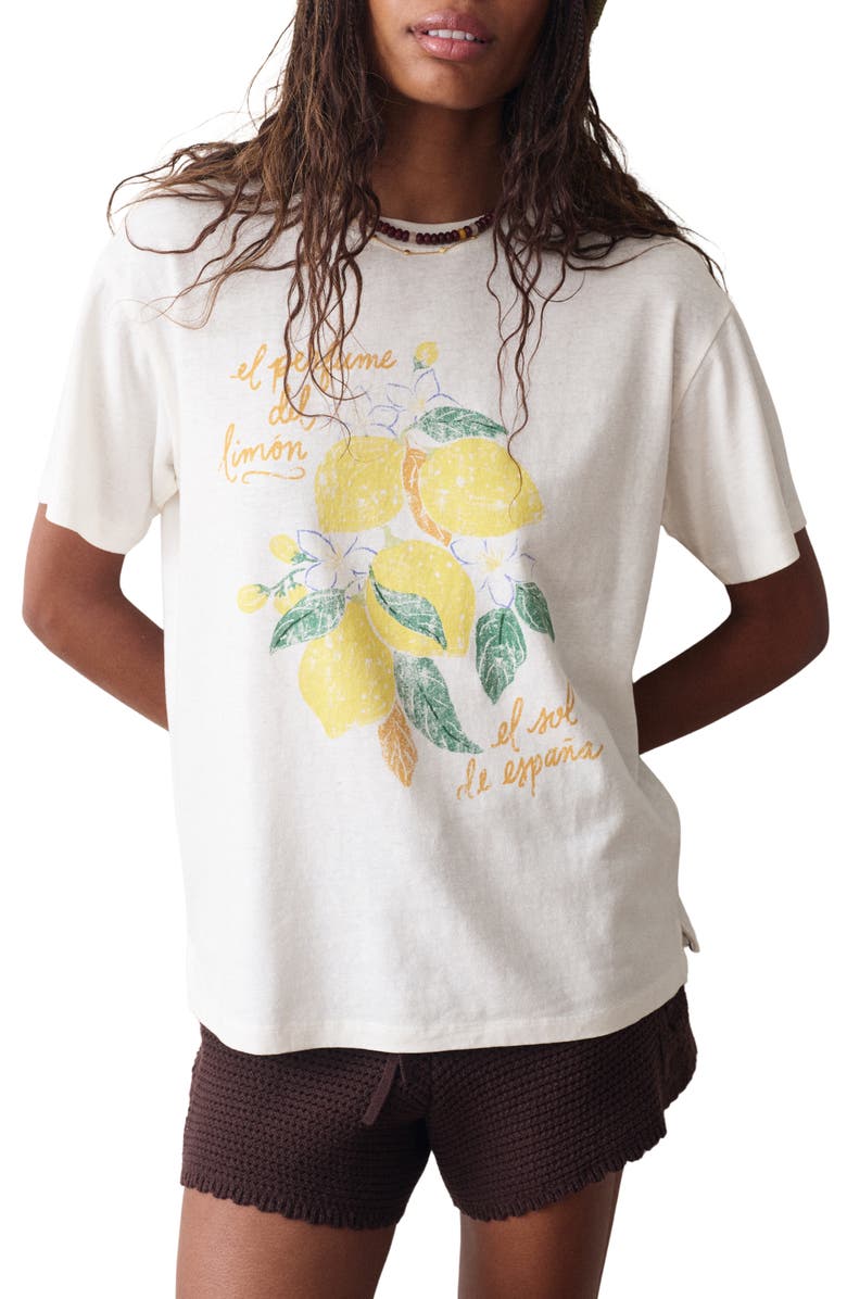 Marine Layer Oversize Hemp & Cotton Graphic T-Shirt, Main, color, Antique White