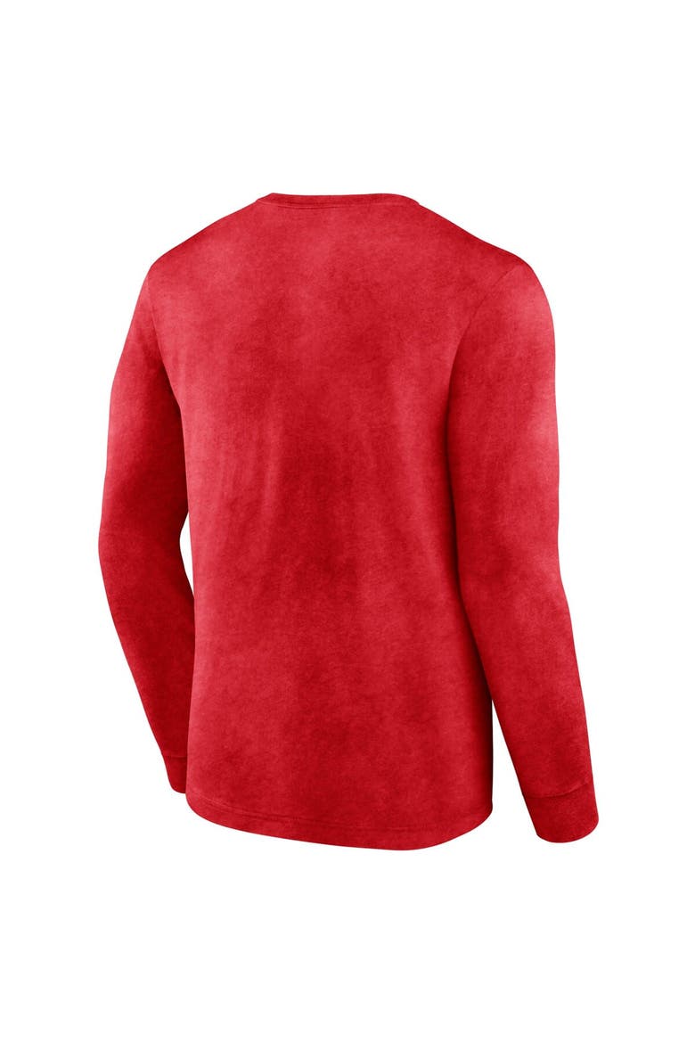 Men's Fanatics Branded Heather Red Houston Rockets Front Court Press Snow Wash Long Sleeve T-Shirt, Alternate, color, Heather Red