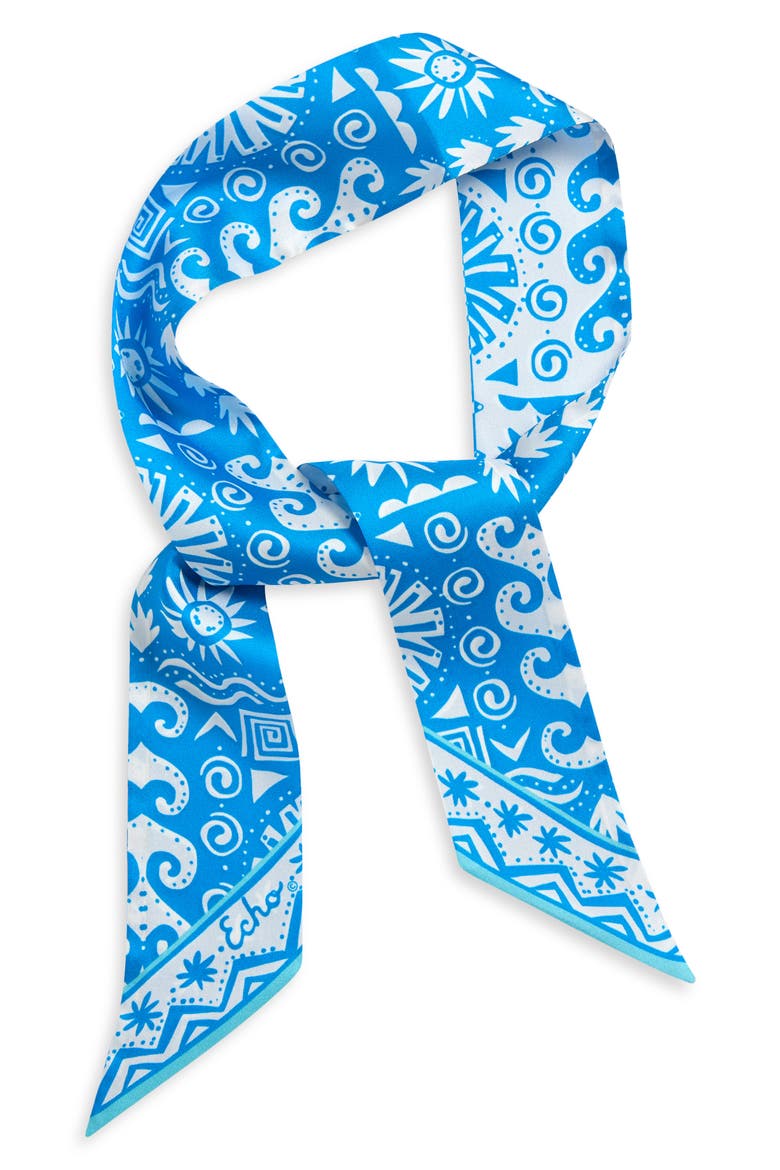 Sun & Surf Reversible Silk Skinny Scarf, Main, color, HAWAIIAN OCEAN