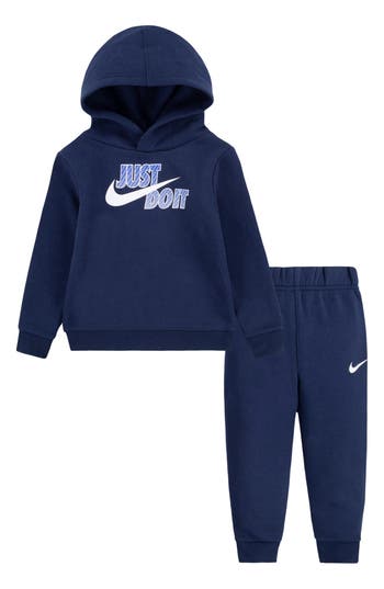 Nike Kids' Just Do It Fleece Hoodie & Pants Set In Midnight Navy