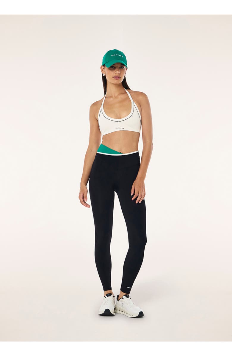 P.E Nation Layback Halter Rib Sports Bra, Alternate, color, Whisper White