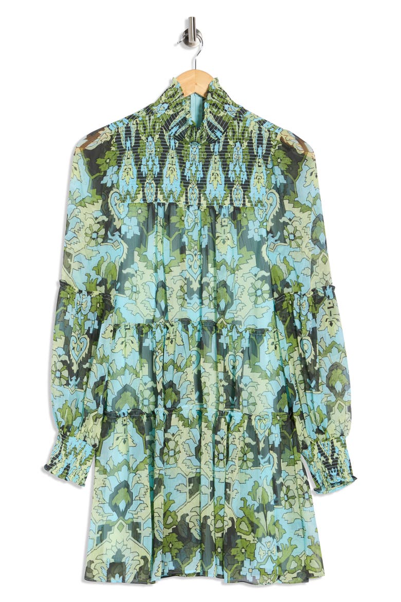 Rika Long Sleeve Dress, Alternate, color, LIGHT CYAN MULTI