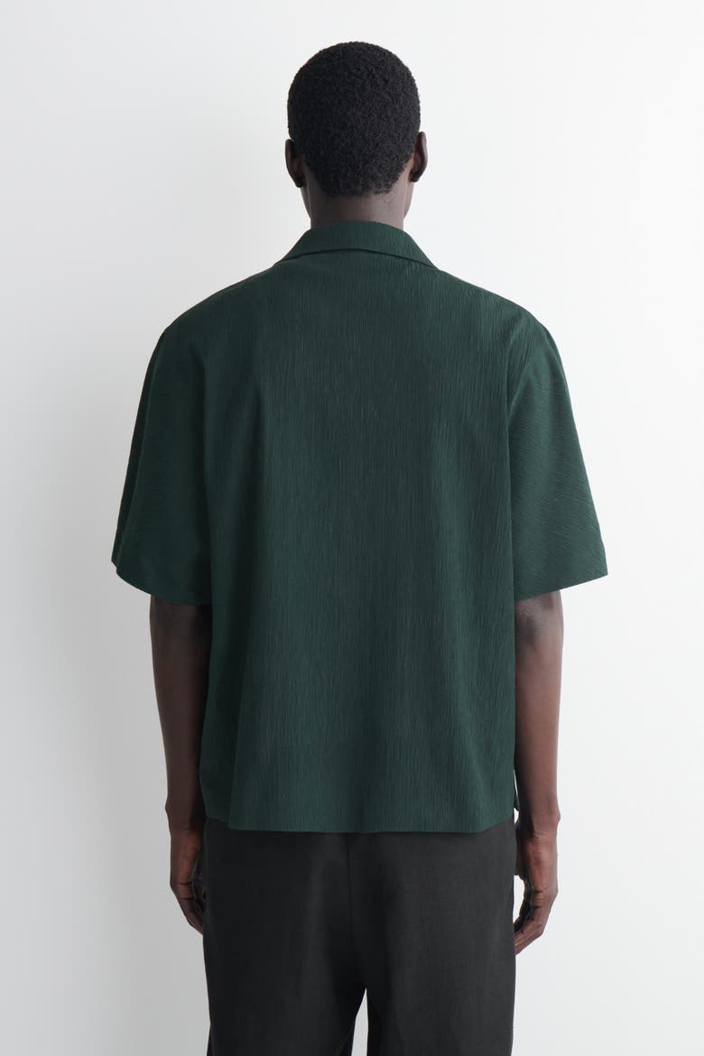 Crinkled-Cotton Shirt, Alternate, color, DARK GREEN