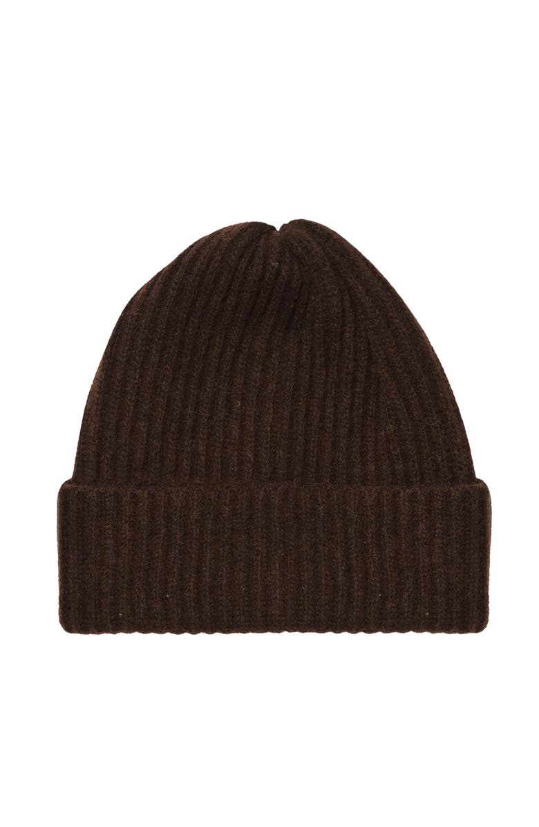 HYER GOODS Upcycled Cashmere Rib Beanie, Main, color, Chocolate Brown