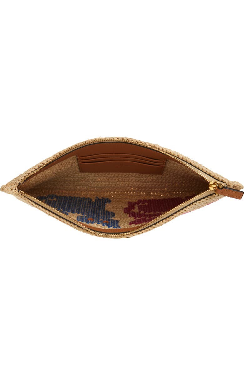 Valentino Garavani Medium Raffia Zip Pouch, Alternate, color, Natural Multi