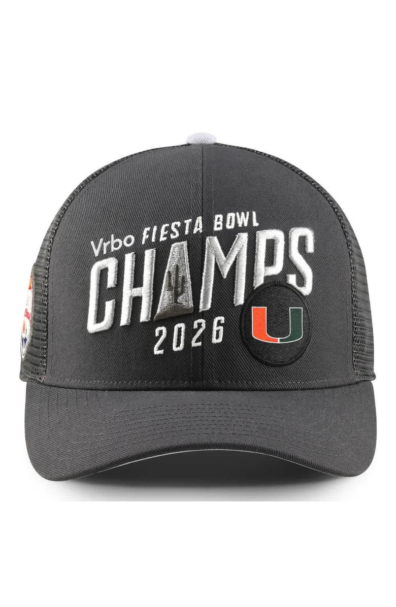 Nike Men's Anthracite Miami Hurricanes College Football Playoff 2026 Fiesta Bowl Champions Locker Room Rise Adjustable Hat, Alternate, color, Anthracite