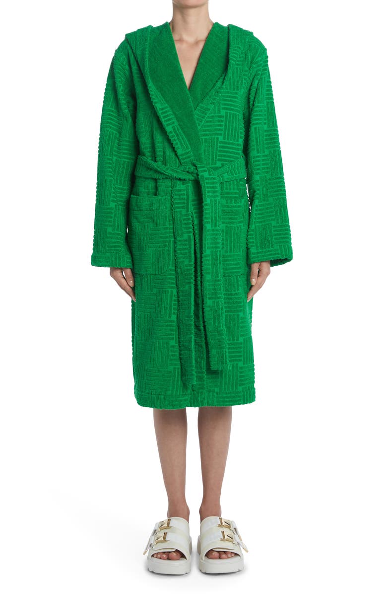 Bottega Veneta Intrecciato Jacquard Cotton Terry Bathrobe, Main, color,