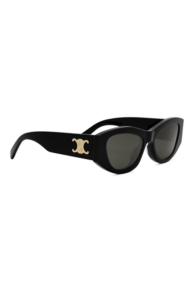 Triomphe 55mm Rectangular Sunglasses, Alternate, color, SHINY BLACK / SMOKE
