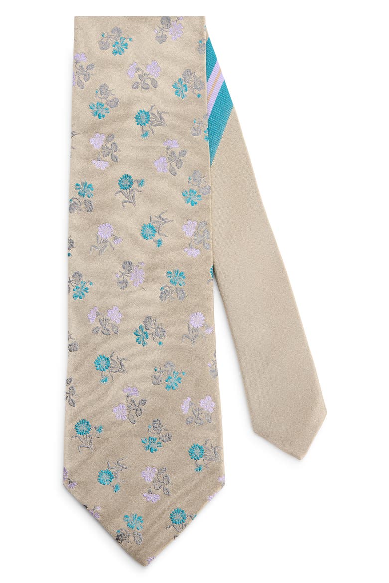 Floral Jacquard Silk Tie, Alternate, color, CHAMPAGNE
