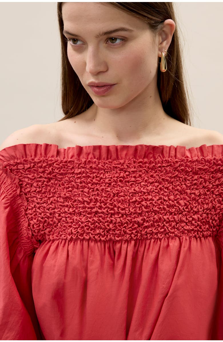 Rebecca Taylor Merrick Silk Cotton Midi Dress, Alternate, color, Scarlet