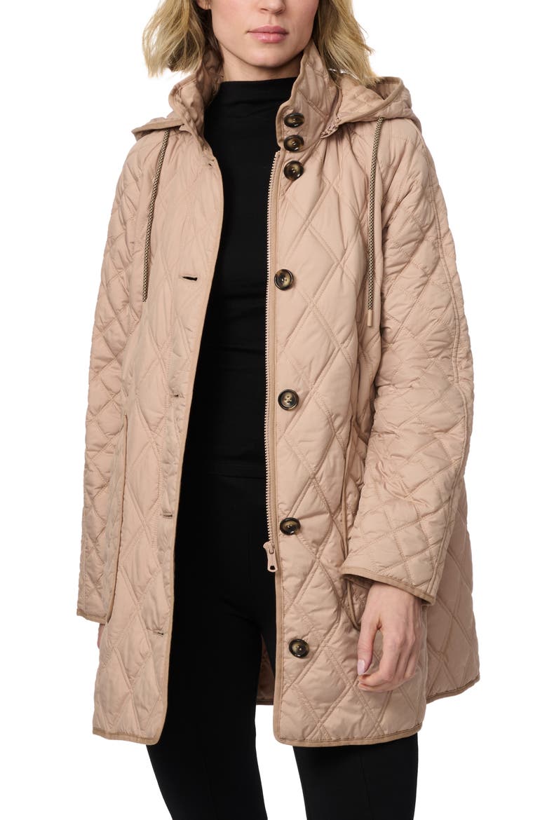 Diamond Quilted Hooded Liner Jacket, Alternate, color, TAUPE