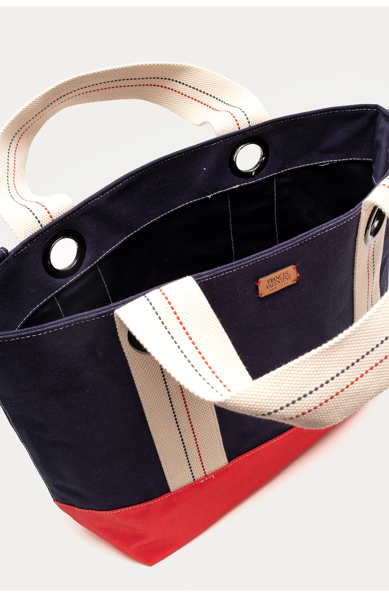 Summer Cotton Canvas Tote, Alternate, color, NAVY/ RED