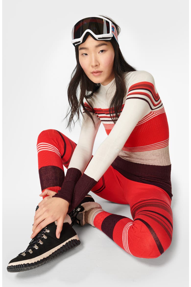 Merino Base Layer Mock Neck Sweater, Alternate, color, PENTAS RED MULTI