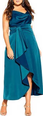 City Chic Simplicity Cowl Neck Satin Midi Dress