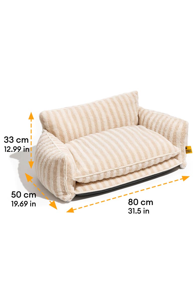 Striped Faux Lambswool Double Layer Pet Sofa Bed, Alternate, color, Beige