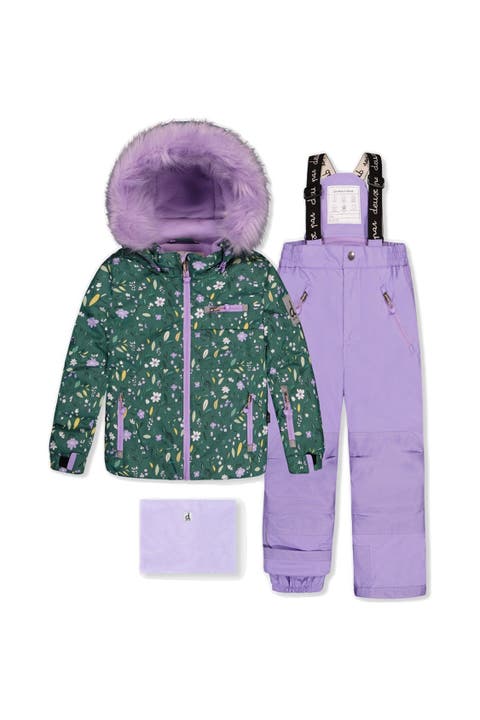 Mini Flower Play Jacket & Reinforced Pants Two Piece Snowsuit