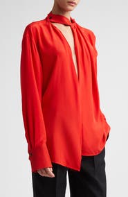 Victoria Beckham Drape Detail Silk Shirt