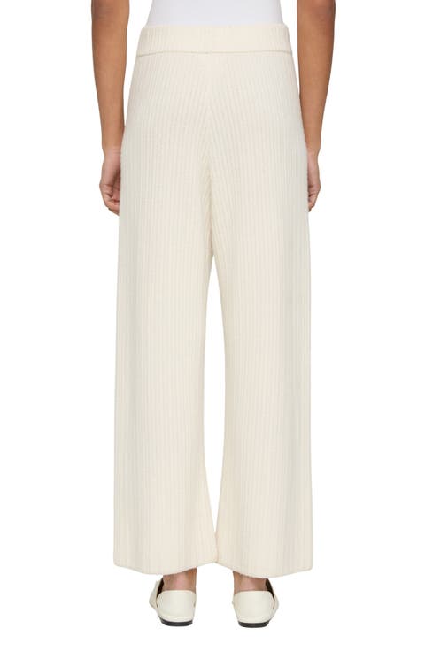 Rib Cashmere Blend Ankle Pants