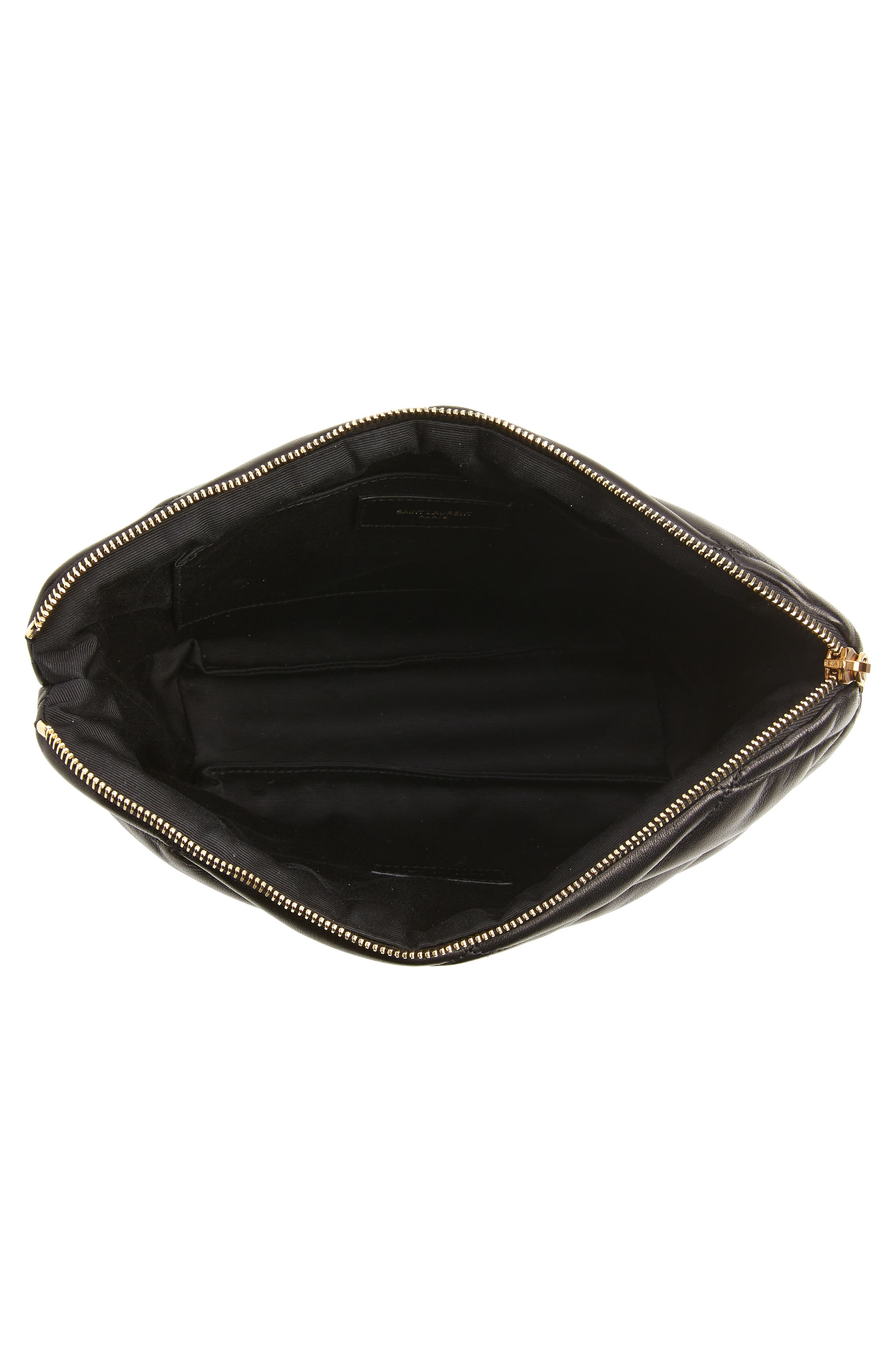 Saint Laurent Sade Leather Puffer Clutch, Alternate, color, 