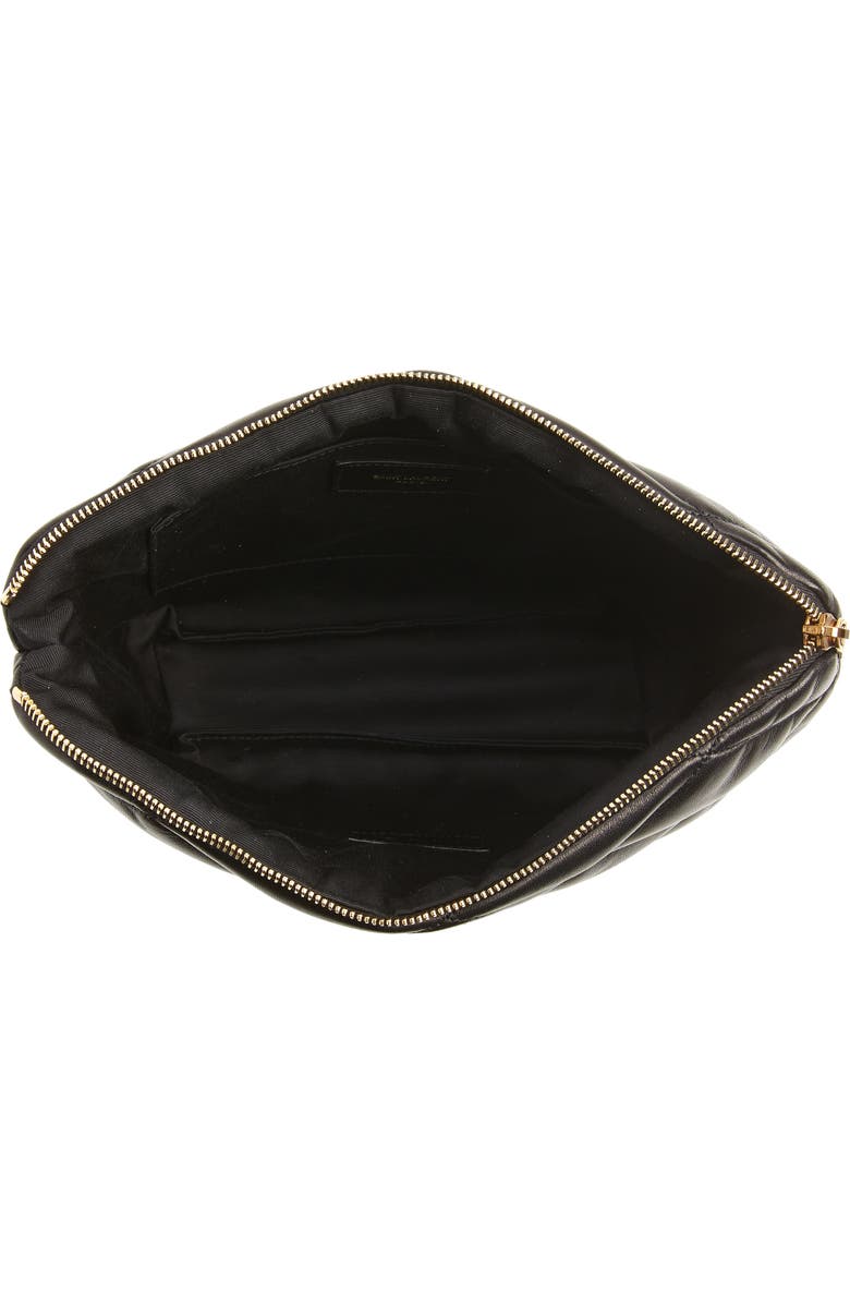 Saint Laurent Sade Leather Puffer Clutch, Alternate, color,