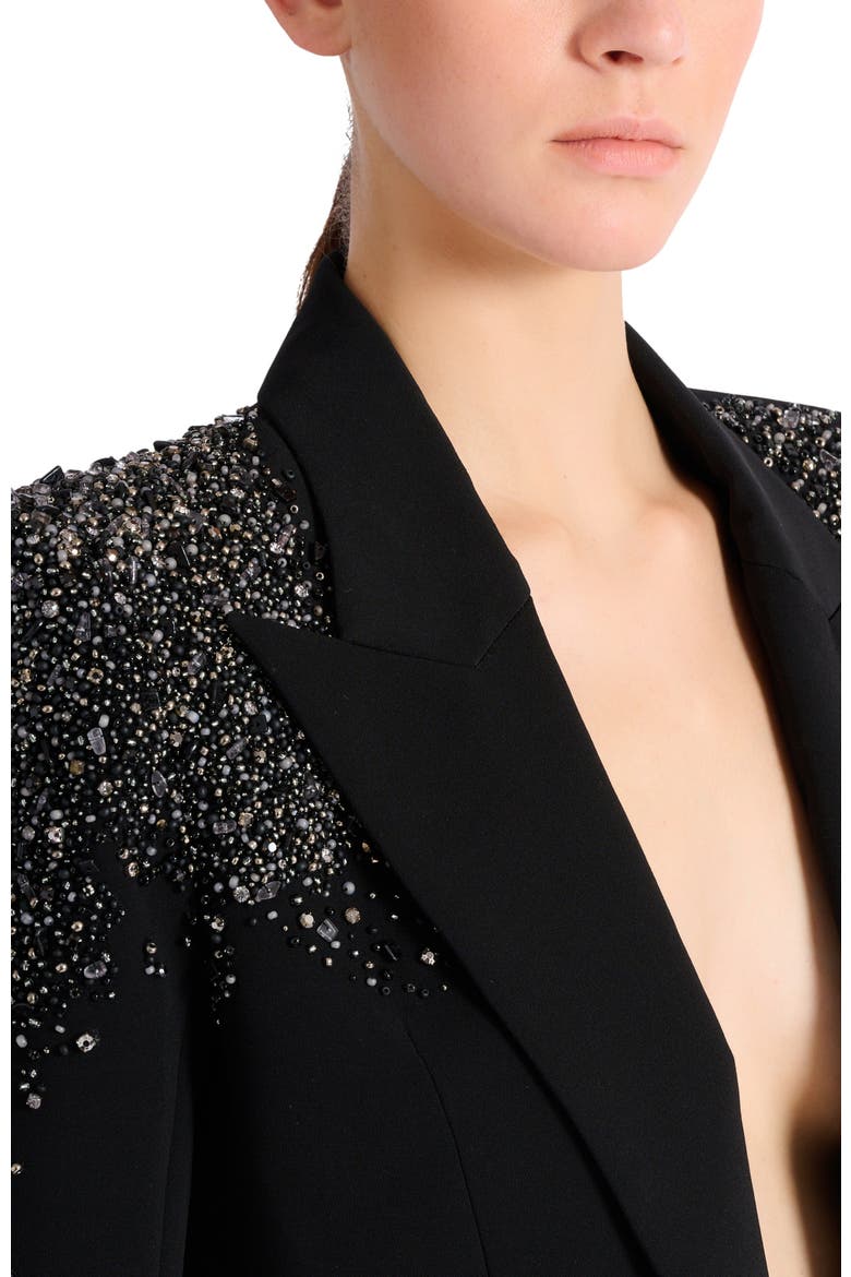 Crepe jacket with "Amethyst" embroidery, Alternate, color, black