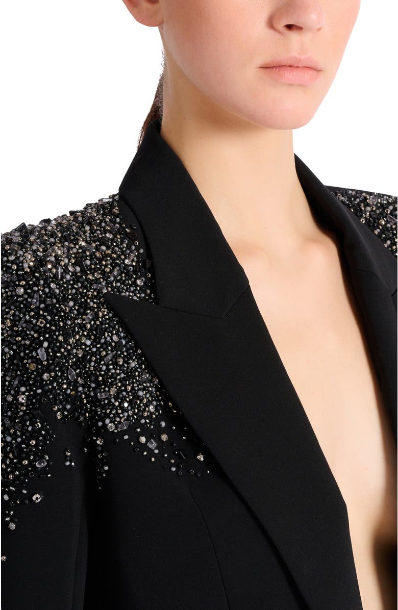 Balmain Crepe jacket with "Amethyst" embroidery, Alternate, color, Black