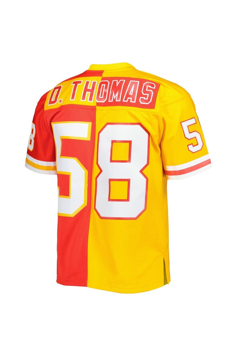 Men's Mitchell & Ness Derrick Thomas Red/Gold Kansas City Chiefs 1994 Split Legacy Replica Jersey, Alternate, color, Red