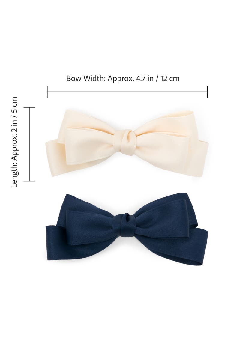 Large Double Bow Clip Set, Alternate, color, Navy Blue & Ivory