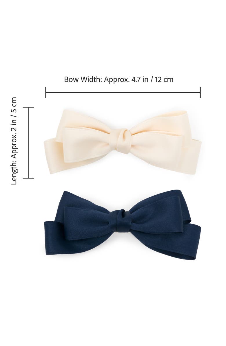 Puttisu Large Double Bow Clip Set, Alternate, color, Navy Blue & Ivory