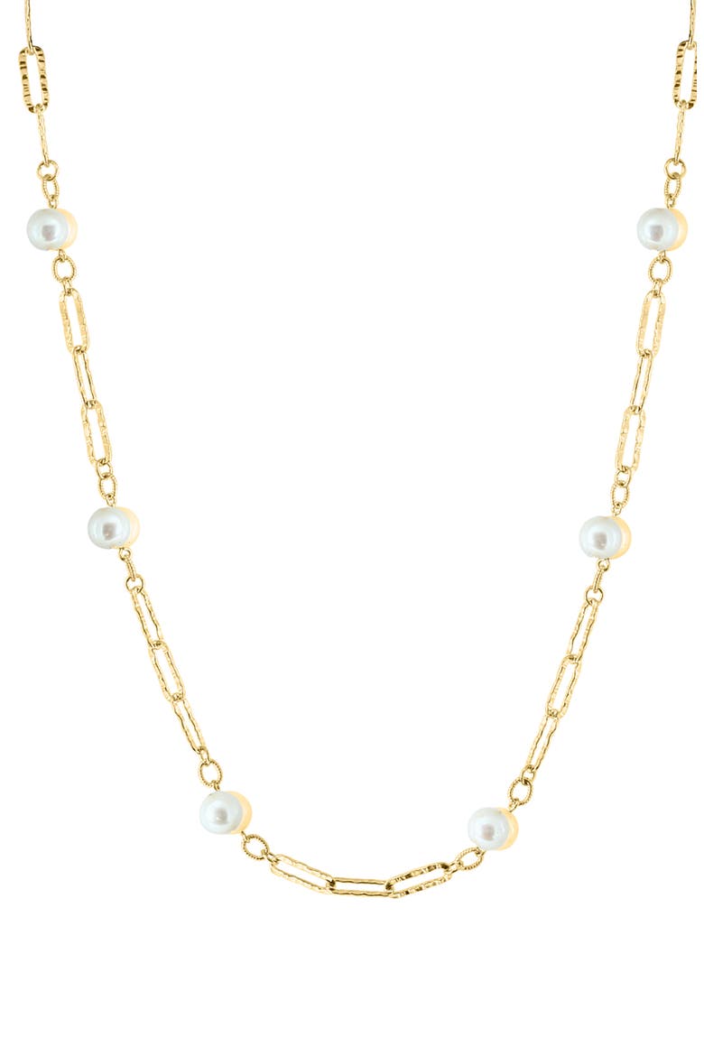 7-8mm Pearl Station Chain Neckalce, Main, color, WHITE