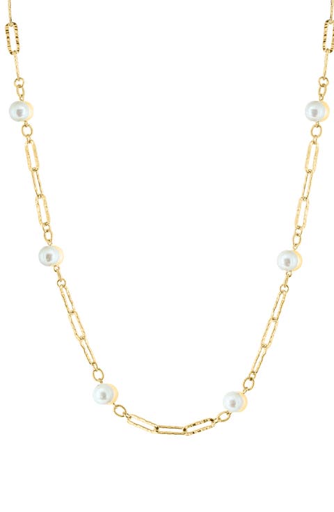 7-8mm Pearl Station Chain Neckalce