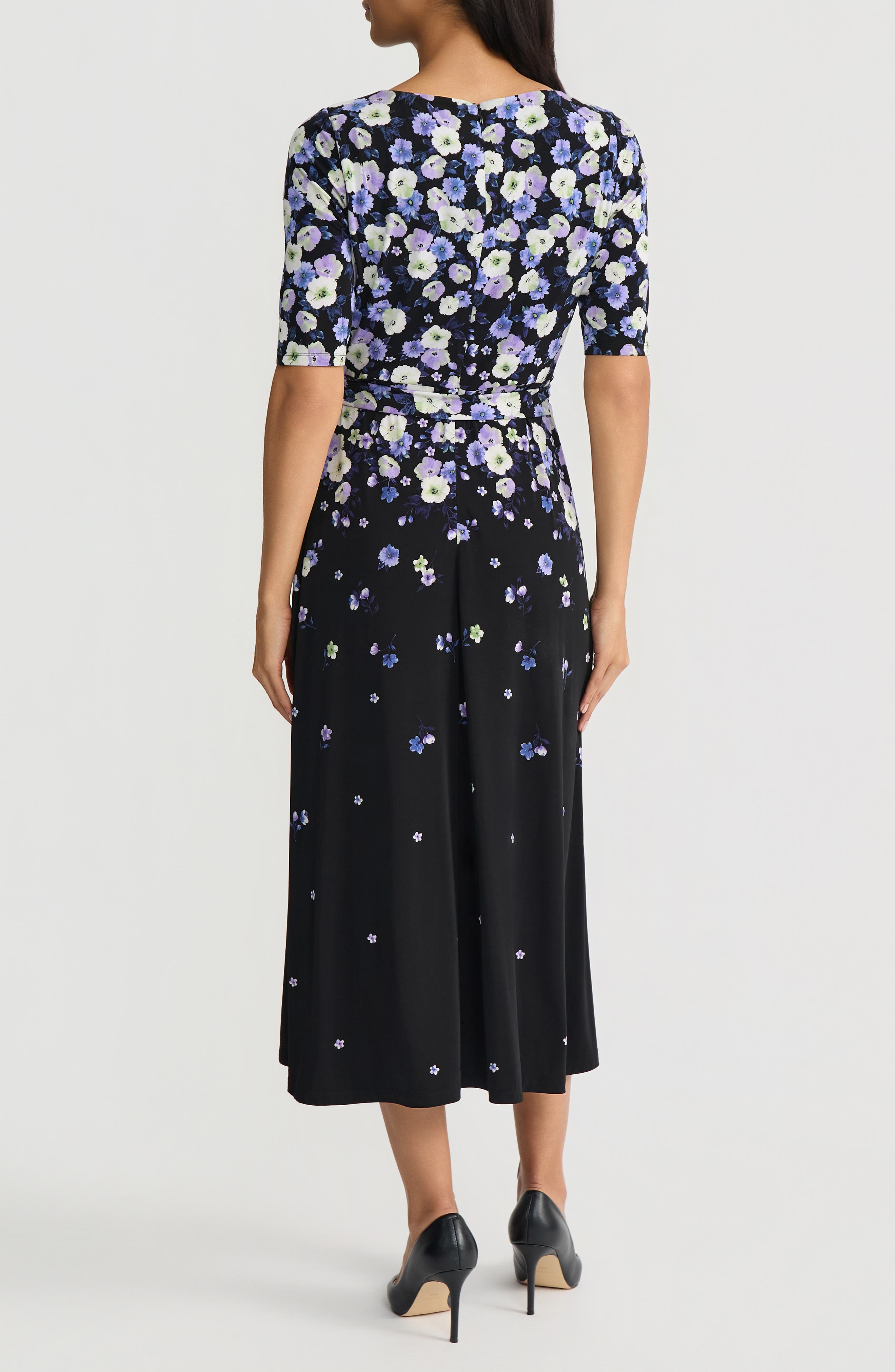 Floral Print A-Line Midi Dress - image 2