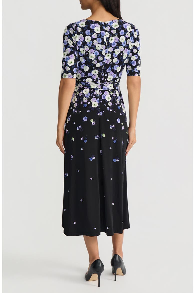 Floral Print A-Line Midi Dress, Alternate, color, BLACK MULTI