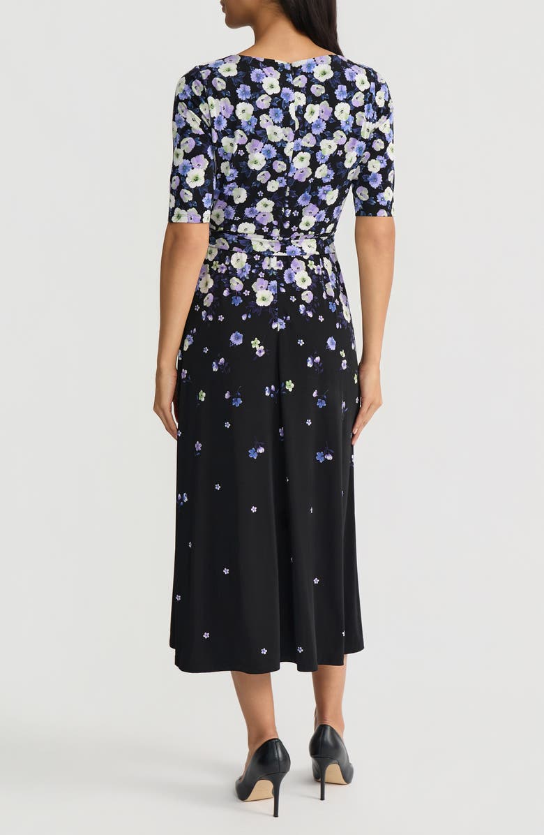 KASPER Floral Print A-Line Midi Dress, Alternate, color, Black Multi