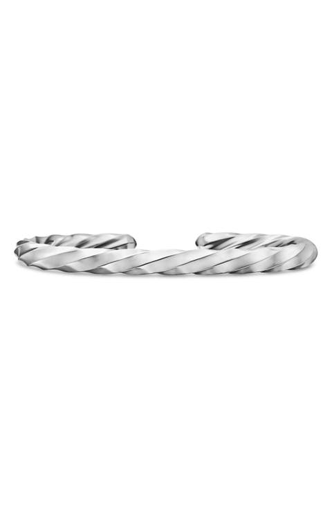 Cable Edge Cuff Bracelet in Recycled Sterling Silver, 5.5mm