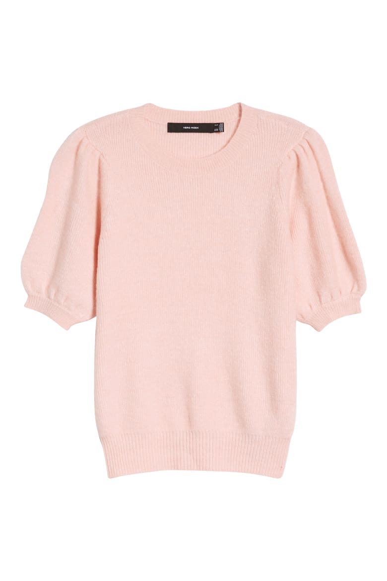 Lefile Puff Short Sleeve Ribbed Sweater, Alternate, color, CHINTZ ROSE